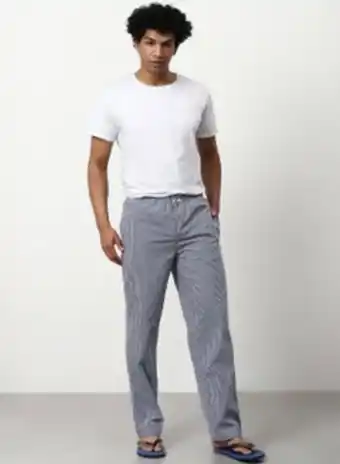 Noon Checked pattern regular fit lounge pants yale blue offer