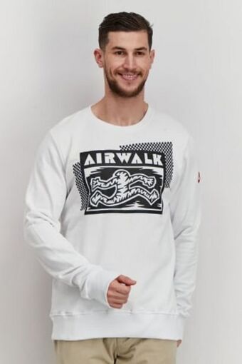 Brands For Less Men crew neck printed long sleeve sweatshirts, white offer