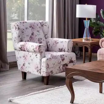 Homes R Us Melis fabric upholstered armchair, white offer