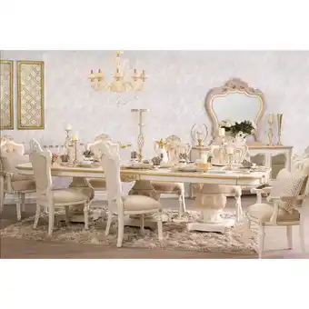 Homes R Us Laiya wooden 10-seater dining set with 8 side chairs and 2 armchairs offer
