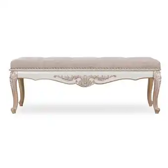 Homes R Us Laiya fabric upholstered engineered wood bench - cream offer