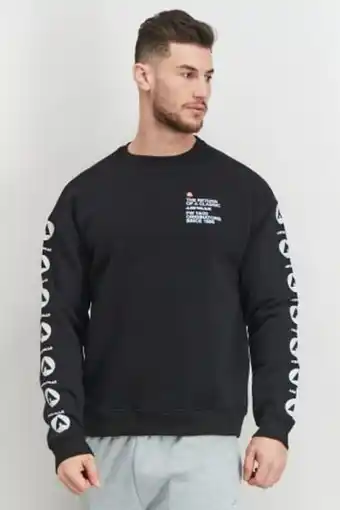 Brands For Less Men crew neck long sleeve graphic sweatshirt, black offer