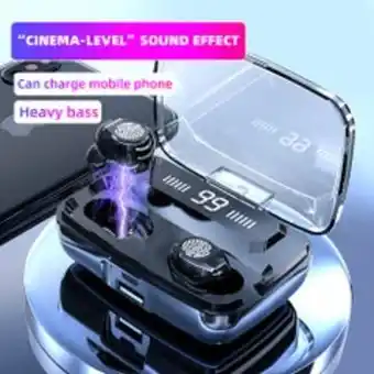 F9 tws bt 5.0 wireless in-ear headphones with 2000mah powerbank case and digital power display black
