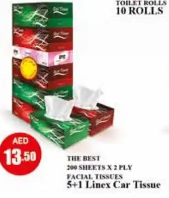 Safeer Market The best 200 sheets x 2 ply facial tissues 5+1 linex car tissue offer