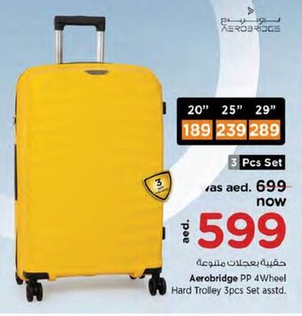 Nesto Aerobridge Pp 4 Wheel Hard Trolley 3pcs Set Asstd offer