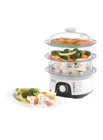 Noon Food steamer with 3 tier and timer 775 w hs6000-b5 white offer