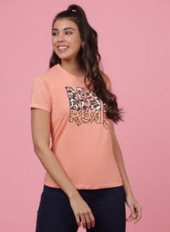 Noon Casual comfortable printed t-shirt coral haze offer