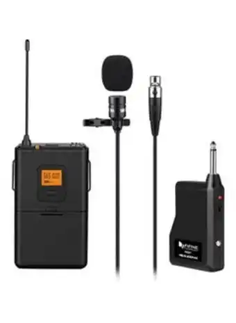 Noon 20-channel uhf wireless lavalier lapel microphone system with bodypack transmitter, mini xlr female mic and portable receiver offer
