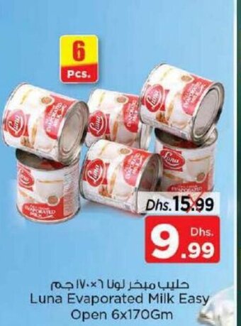Nesto Luna evaporated milk easy open 6x170gm offer