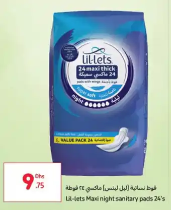 Carrefour Lil-lets Maxi night sanitary pads 24's offer