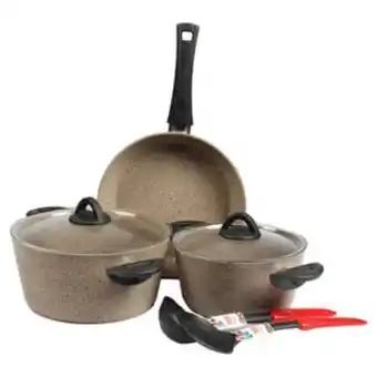 Lulu Hypermarket Gigilli granite cookware 7pcs 1068 beige offer