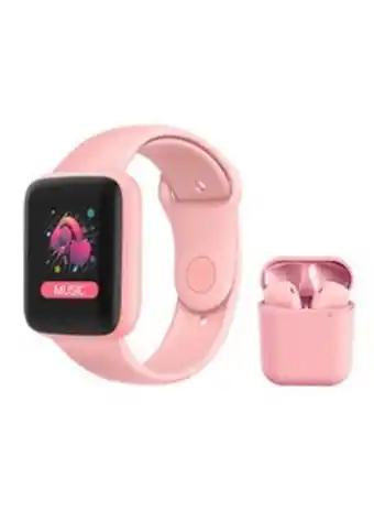 Noon Macaron color smart watch with health monitoring and inpods12 earphones bundle pink offer