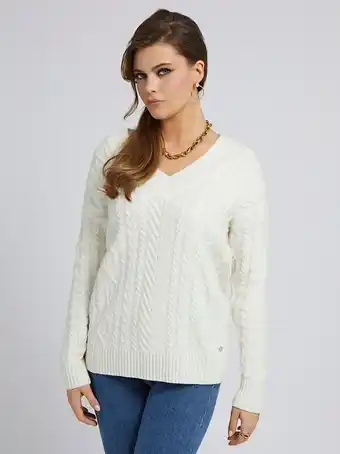 Guess Cable knit wool blend sweater offer