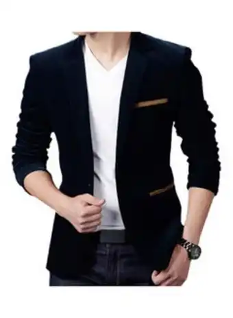 Noon Lapel collar button jacket navy blue offer