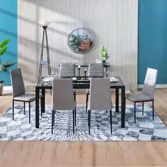 Danube Home Rhian 1+6 dining set-grey / black marble offer