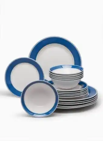 Noon 18 piece porcelain dinner set - dishes, plates - dinner plate, side plate, bowl - serves 6 - printed design marrakesh offer