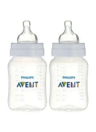 Noon Pack of 2 anti-colic baby bottle set, extra soft nipple, easy to hold, little baby, 260 ml - clear offer