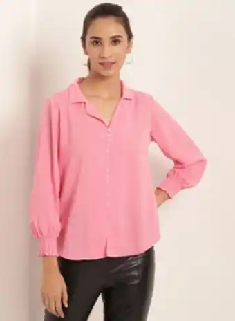 Noon Solid design long sleeves blouse pink offer