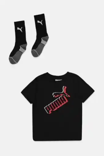 Brands For Less Kids boy 2 pcs short sleeve graphic t-shirt and crew socks set, black combo offer