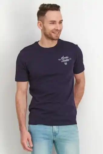 Brands For Less Men crew neck short sleeve graphic t-shirt, navy offer