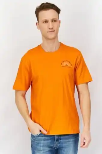 Brands For Less Men crew neck short sleeve graphic print t-shirt, orange offer