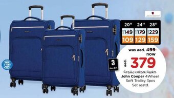 Nesto John Cooper 4Wheel Soft Trolley 3pcs Set asstd. offer