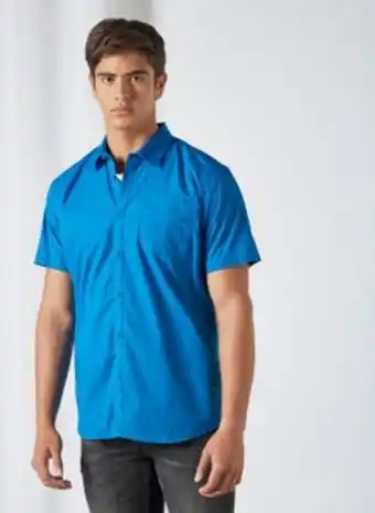 Noon Men's basic short sleeve shirt dark azure blue offer