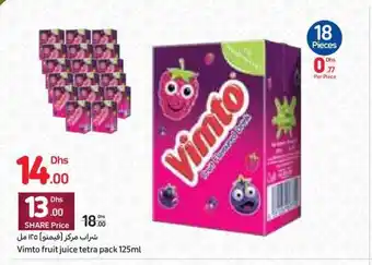 Carrefour Vimto fruit juice tetra pack 125ml offer