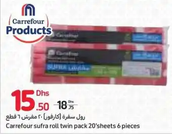 Carrefour Carrefour sufra roll twin pack 20'sheets 6 pieces offer
