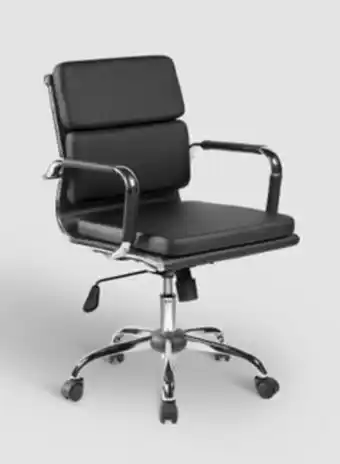 Noon Office chair luxurious - in black pu backrest and stainless steel swivel wheel chair - size 56 x 55 x 94-112, box 78.5x 38 x5 offer