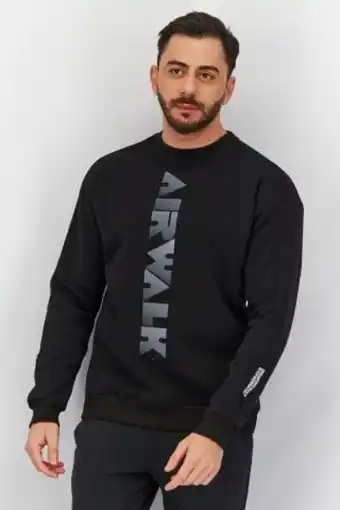 Brands For Less Men crew neck graphic print sweatshirt, black offer