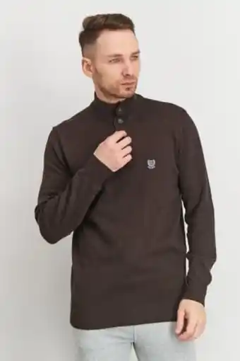 Brands For Less Men mock neck knitted long sleeve sweaters, brown offer
