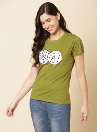 Noon Printed crew neck t-shirt olive offer