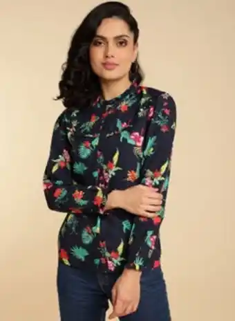 Noon Crew neck floral printed shirt black multi offer