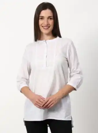 Noon Stripes pattern regular fit casual tunic top white/grey offer