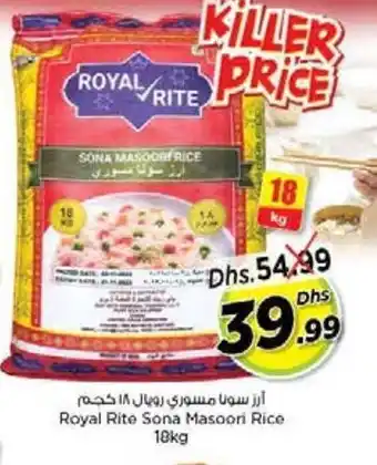 Nesto Royal Rite Sona Masoori Rice 18kg offer
