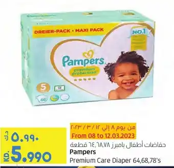 Lulu Hypermarket Pampers Premium Care Diaper 64,68.78's offer