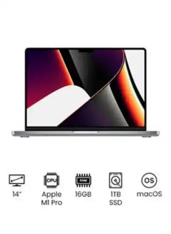 Noon Macbook pro (2021) with 14-inch liquid retina xdr display apple m1 pro chip with 10‑core cpu and 16‑core gpu/16gb ram/1tb ssd offer