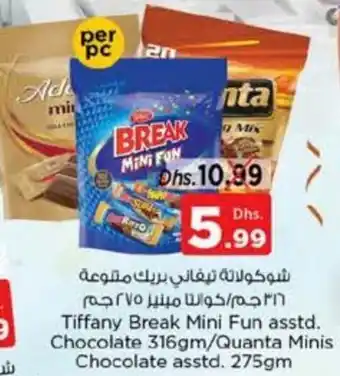 Nesto Tiffany Break Mini Fun asstd. Chocolate 316gm/Quanta Minis Chocolate asstd. 275gm offer
