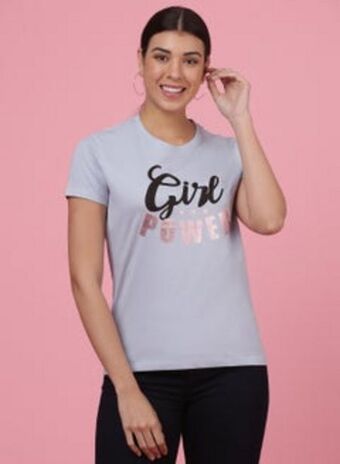 Noon Casual comfortable printed t-shirt blue fog offer