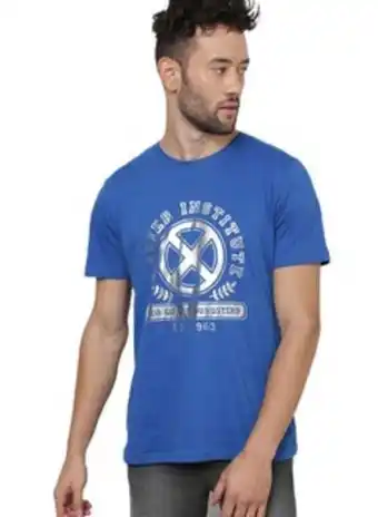 Noon Graphic printed regular fit crew neck t-shirt neon blue offer