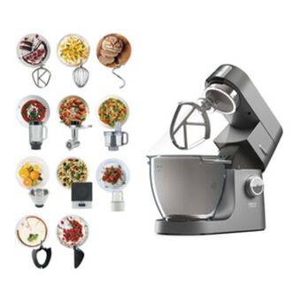 Lulu Hypermarket Kenwood metal body stand mixer kitchen machine chef xl titanium 1700w with 6.7l ss bowl, 5 tools, glass blender, food process offer