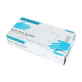 Lulu Hypermarket Dexwenn blue vinyl hand gloves small 100pcs offer