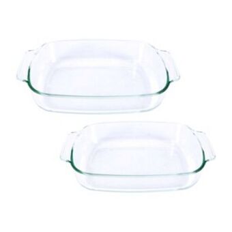 Lulu Hypermarket Chefline borosilicate glass square, baking dish, transparent offer