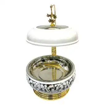 Lulu Hypermarket Ansa stainless steel food warmer wth lid 4.5ltr small white gold ax/212 offer