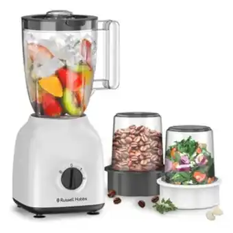 Lulu Hypermarket Russell hobbs 400w 3 in 1 blender, grinder & multi chopper mill, speeds & pulse function, white, bwm102 offer