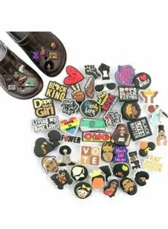 Noon Shoe decoration charms, 45 pcs random black girls style croc accessories for hole hole shoe buckle party favors croc charm offer