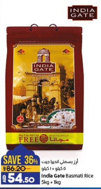 Lulu Hypermarket India Gate Basmati Rice 5kg+1kg offer