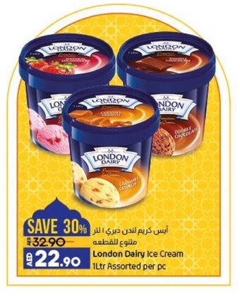 Lulu Hypermarket London Dairy Ice Cream 1Ltr Assorted per pc offer