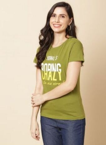 Noon Printed crew neck t-shirt olive offer